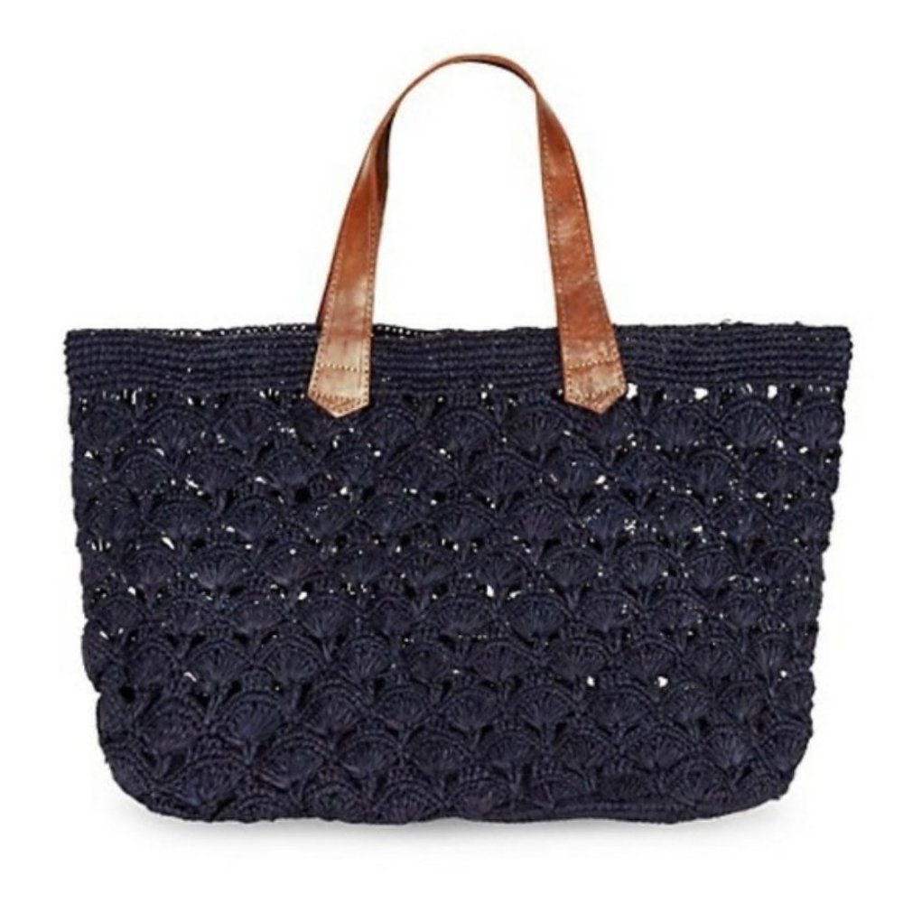 Mar Y Sol Valencia Leather Straw Raffia Tote